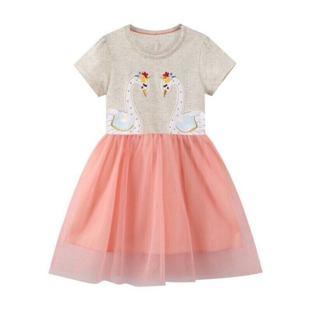 Los Angeles Boutique Swan Sequin Tulle Twirl Dress Casual Party School Cute 6